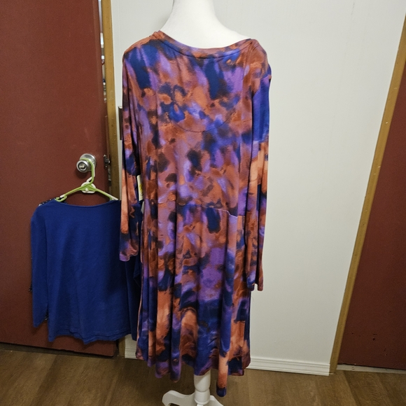 Terra & Sky Women's Long Sleeve Dress - Purple and Orange - Picture 2 of 3